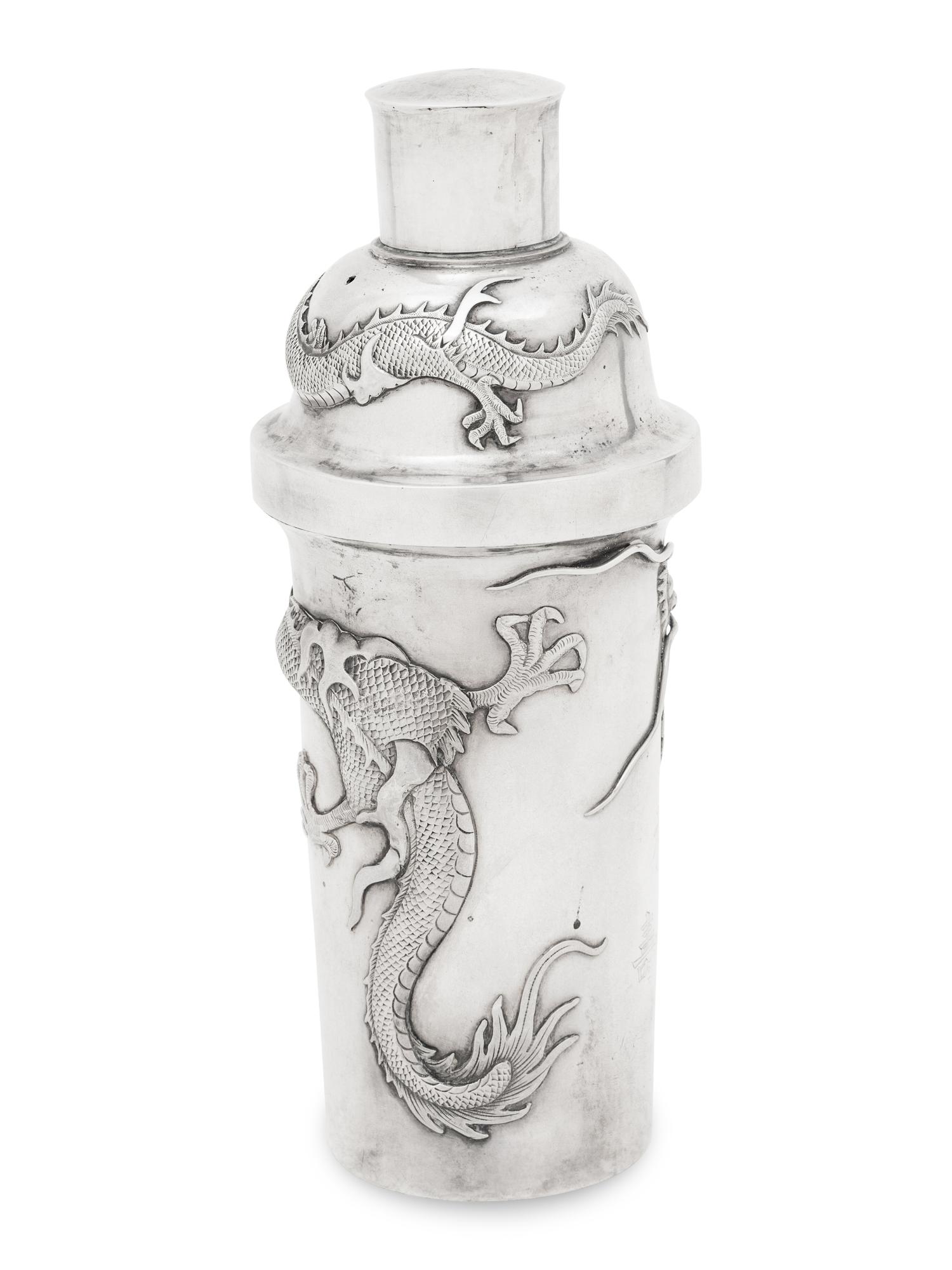 A Chinese Silver 'Dragon' Cocktail Shaker