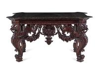 A George III Style Walnut Marble-Top Center Table
