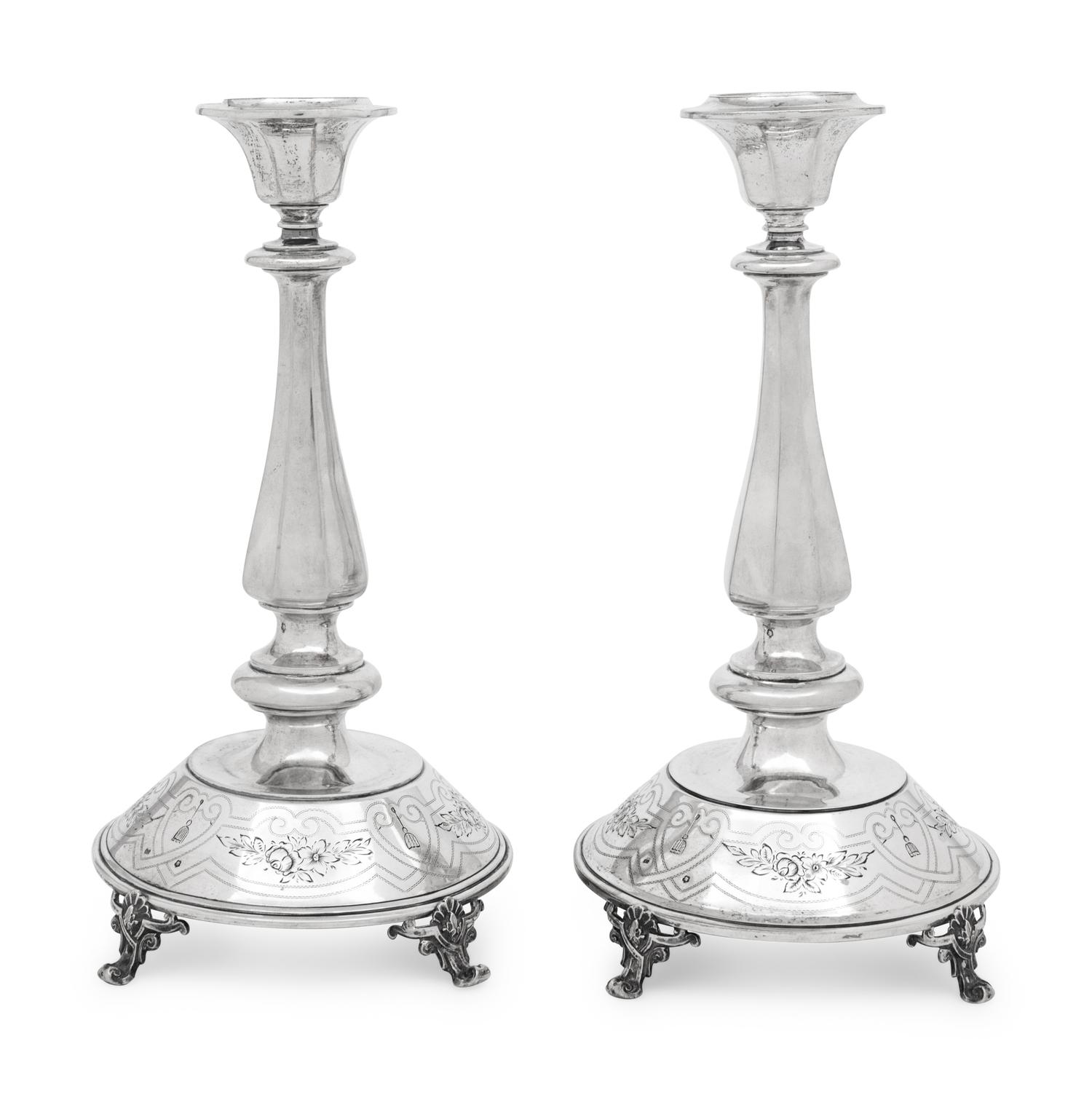 A Pair of Austrian Silver Candlesticks