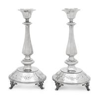 A Pair of Austrian Silver Candlesticks