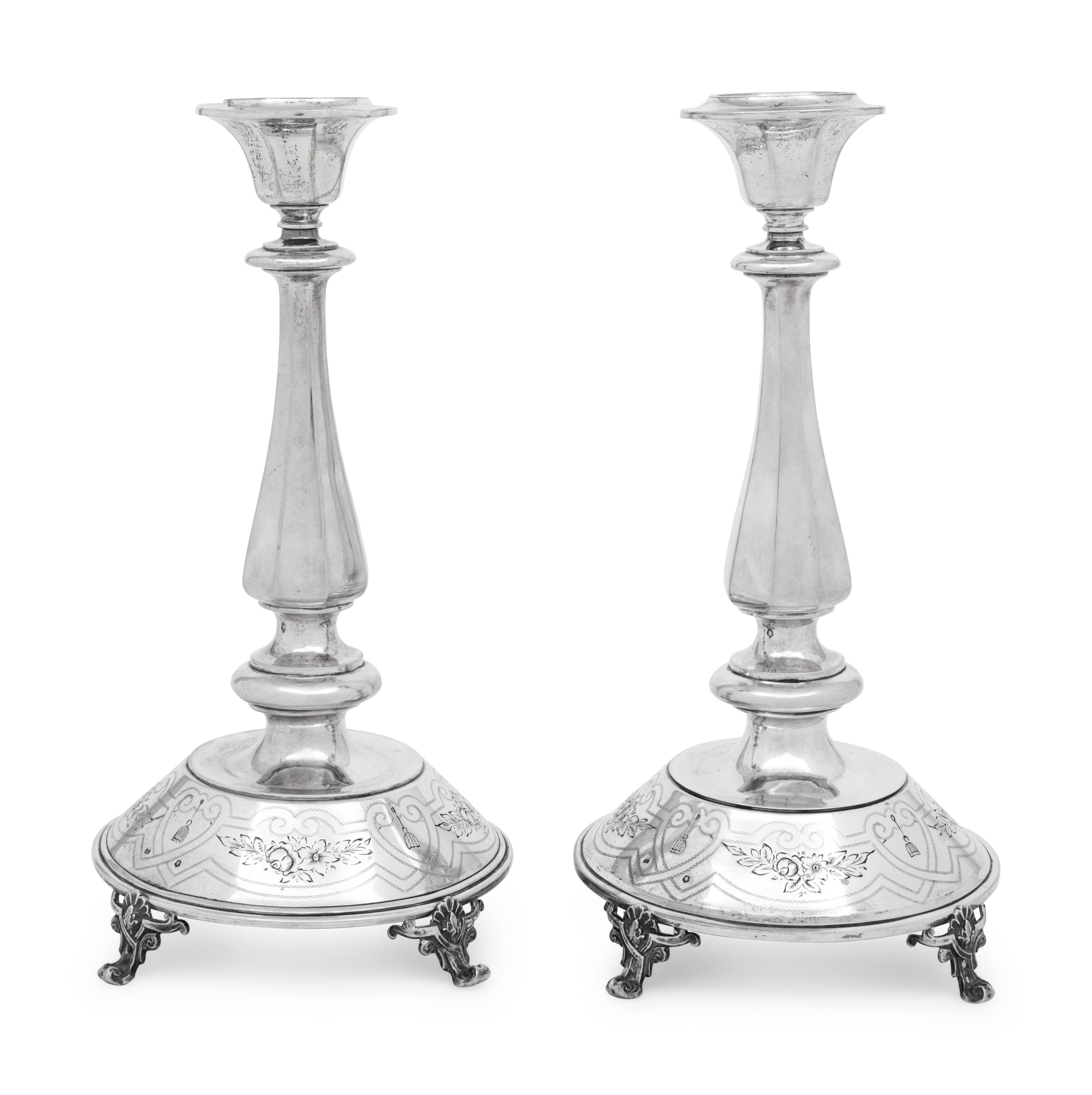 A Pair of Austrian Silver Candlesticks