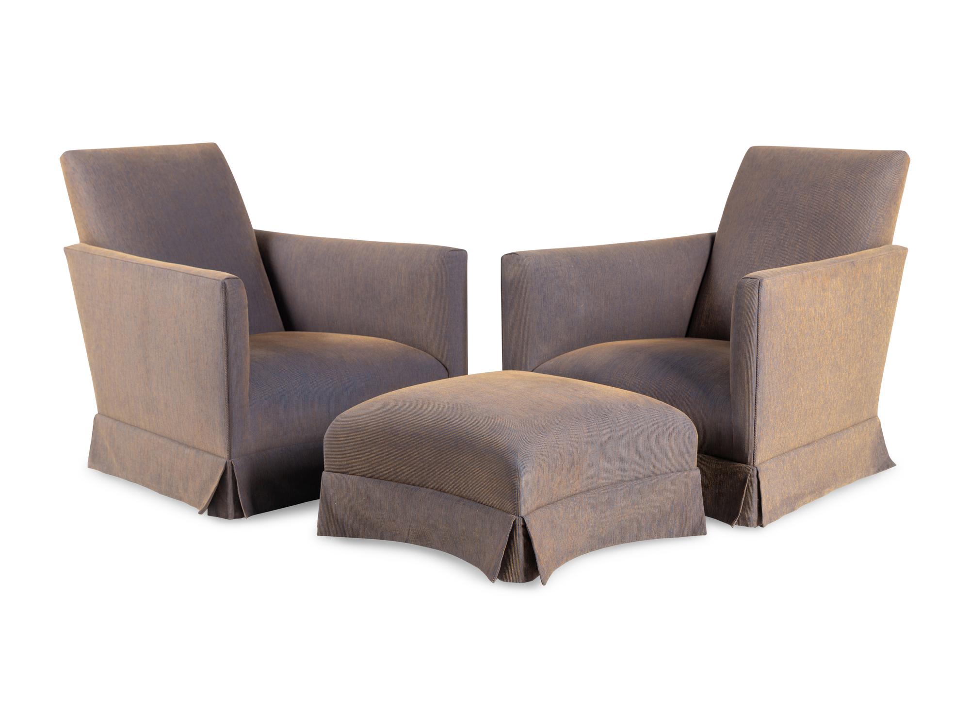 A Pair of Donghia Lounge Chairs and Ottoman