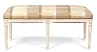 A Louis XVI Style Painted and Upholstered Bench Height 20 x width 41 x depth 17 inches. — 20TH CENTURY