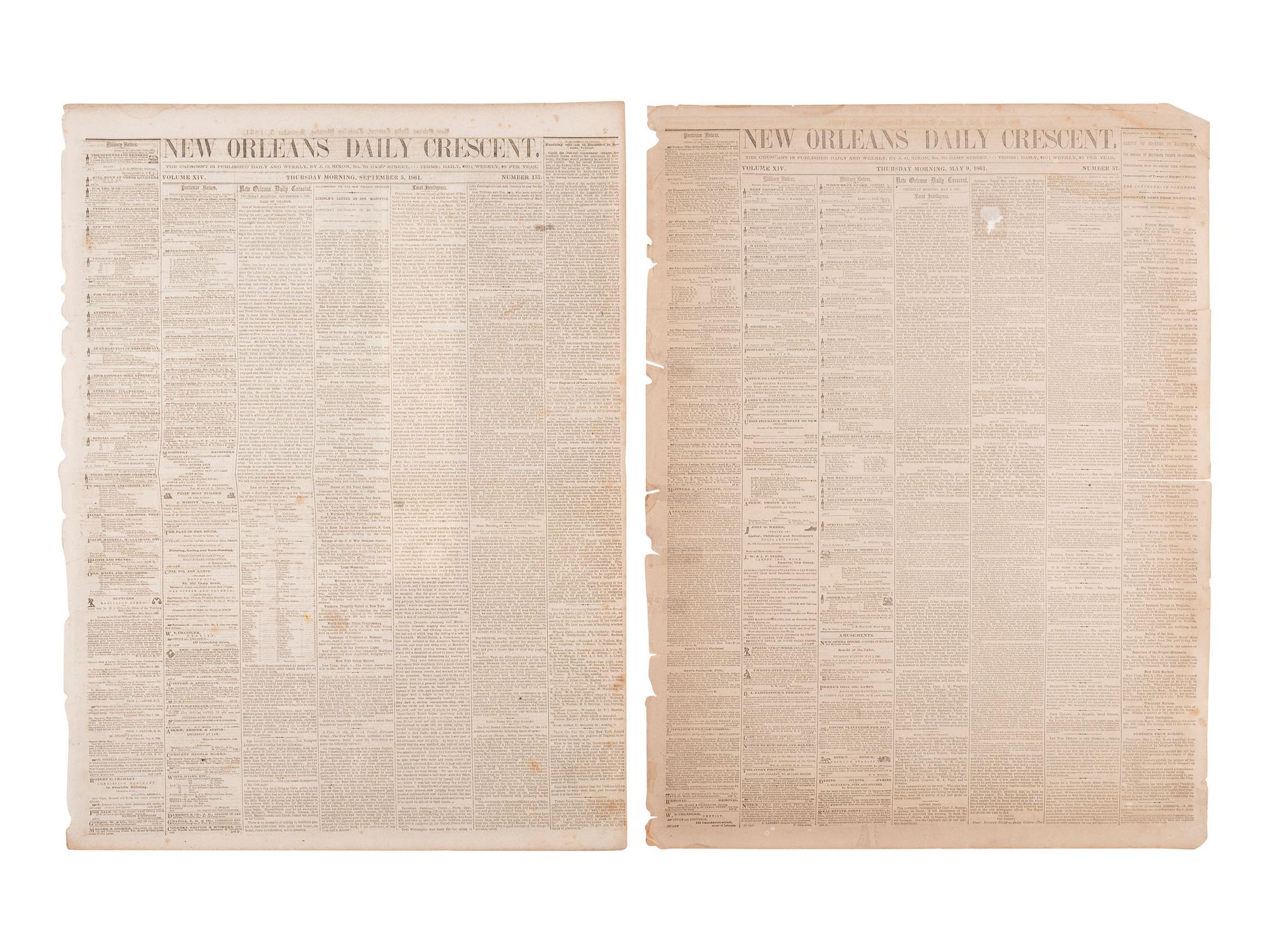 [CIVIL WAR]. 75+ Southern and Confederate newspapers reporting on the war and politics of the era.