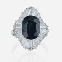 Platinum, sapphire, and diamond ring