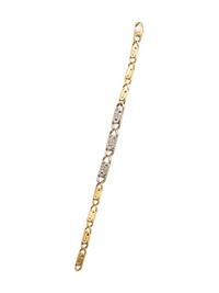A Bicolor Gold and Diamond Link Bracelet,