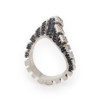 White Gold, Diamond, and Sapphire Twist Ring