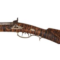 Fancy Engraved German Silver Mounted Half Stock Percussion Rifle by Tryon