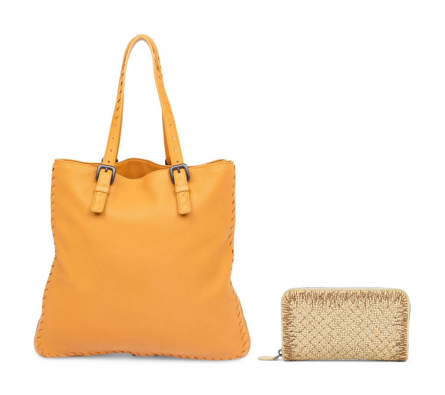 Bottega Veneta, Yellow Leather Zippered Tote & Intrecciato Wallet