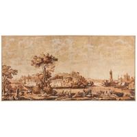 A French Scenic Wallpaper Depicting Palazzo Vinadio