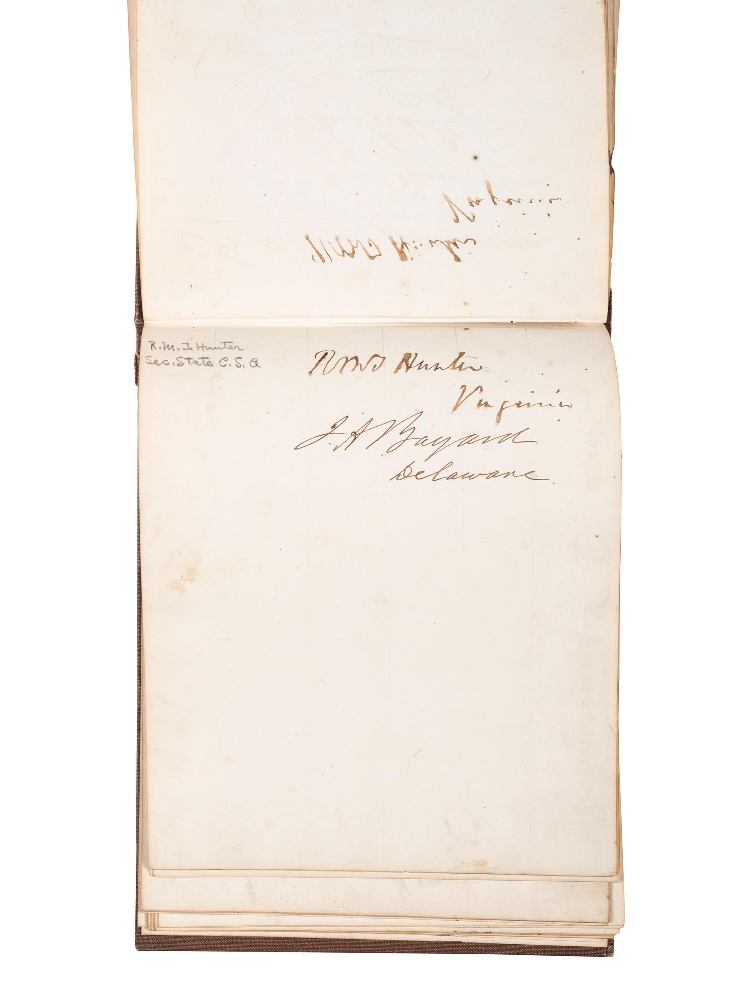[POLITICS]. Autograph book with signatures from the James Buchanan administration, including: