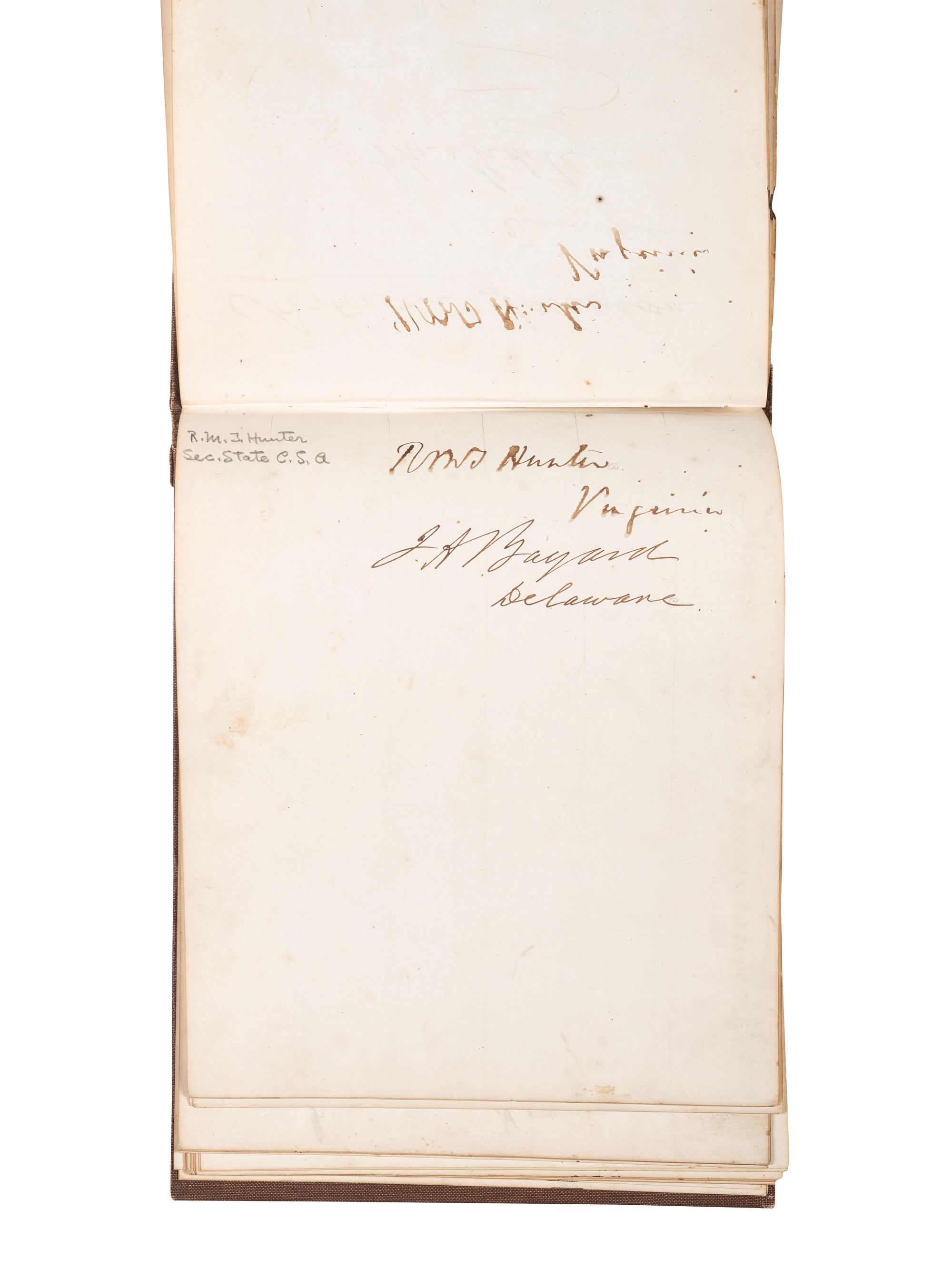 [POLITICS]. Autograph book with signatures from the James Buchanan administration, including: