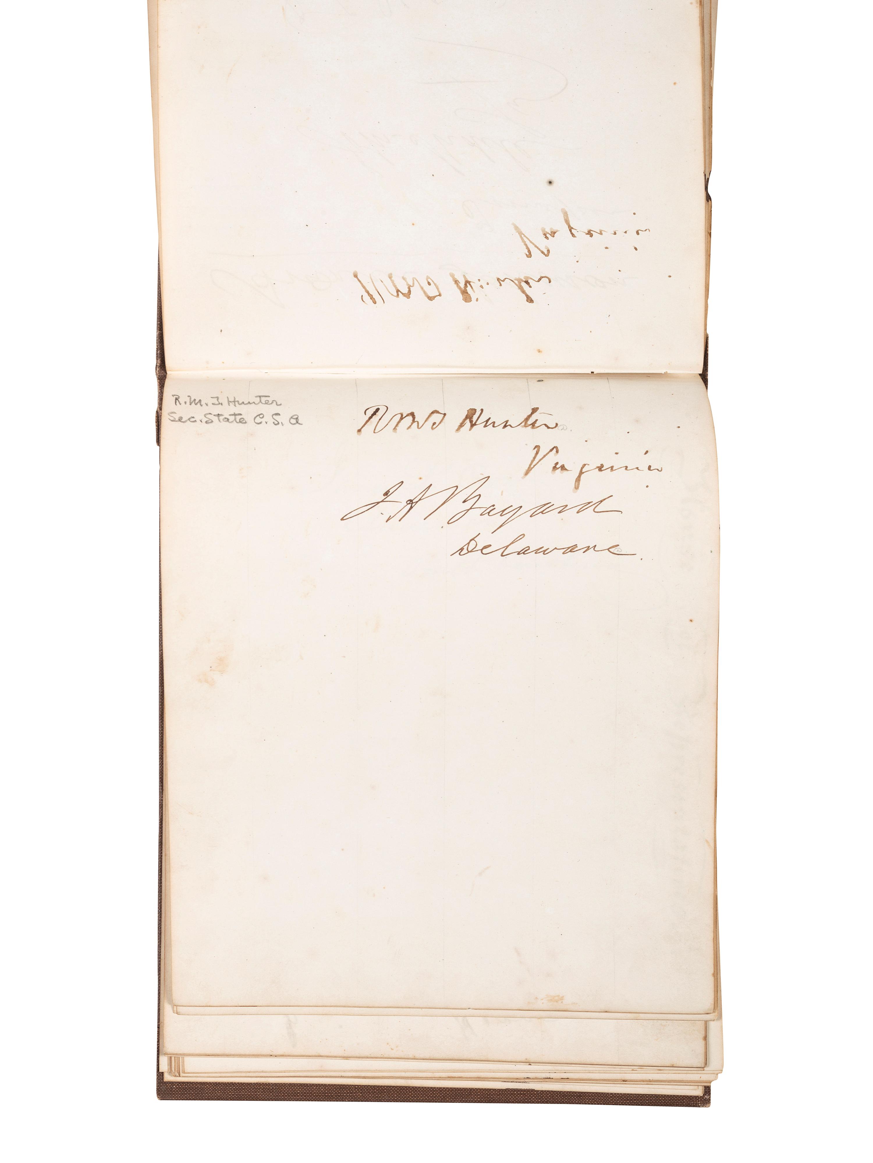[POLITICS]. Autograph book with signatures from the James Buchanan administration, including: