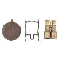 Lot of Civil War Era & Later Militaria including: Bullseye Canteen, Excavated US Bit & German Field Glasses