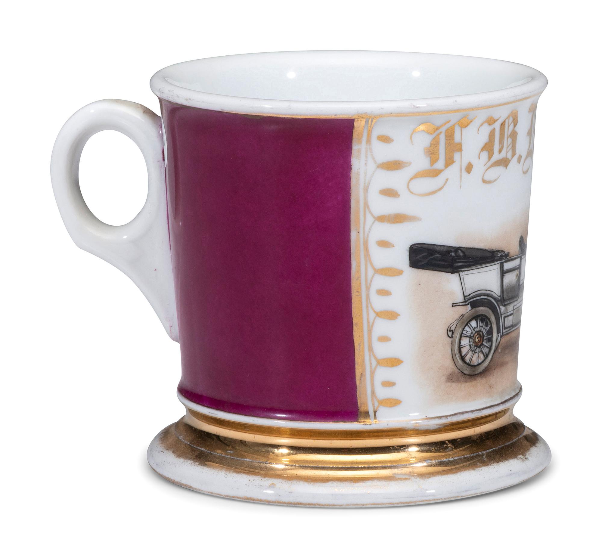 An Open Touring Car Porcelain Shaving Mug