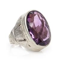 A 14 Karat White Gold and Amethyst Ring, 10.70 dwts.