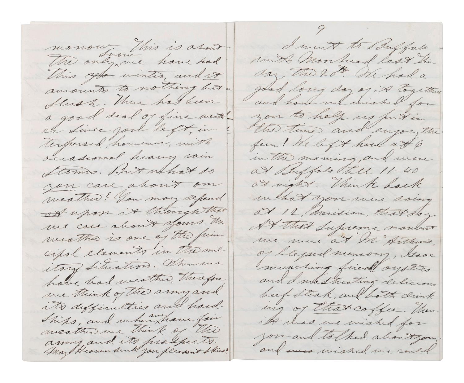 [CIVIL WAR]. Military preparations against a rebel attack by way of Canada and Lake Erie described in 18 pp. letter to Lt. Col. McCreary of the 145th Pennsylvania.
