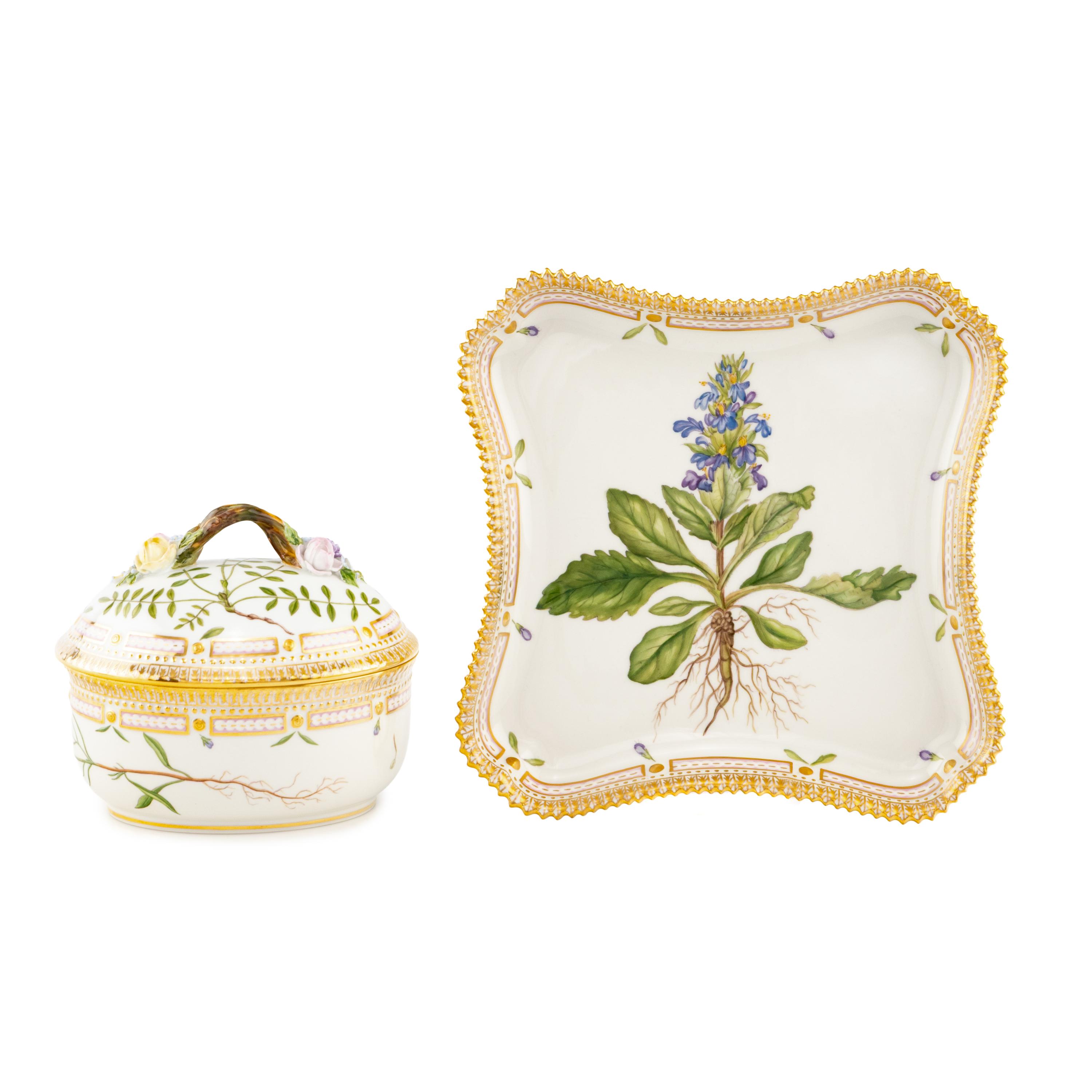 Two Royal Copenhagen Flora Danica Porcelain Table Articles