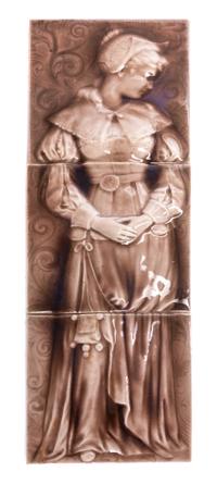 A Collection of Seven Pottery Tiles Height of tallest 12 1/4 inches.