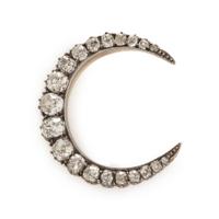 ANTIQUE, DIAMOND CRESCENT BROOCH
