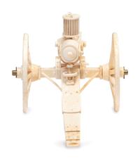 A Carved Walrus Ivory and Bone Gatling Gun Model