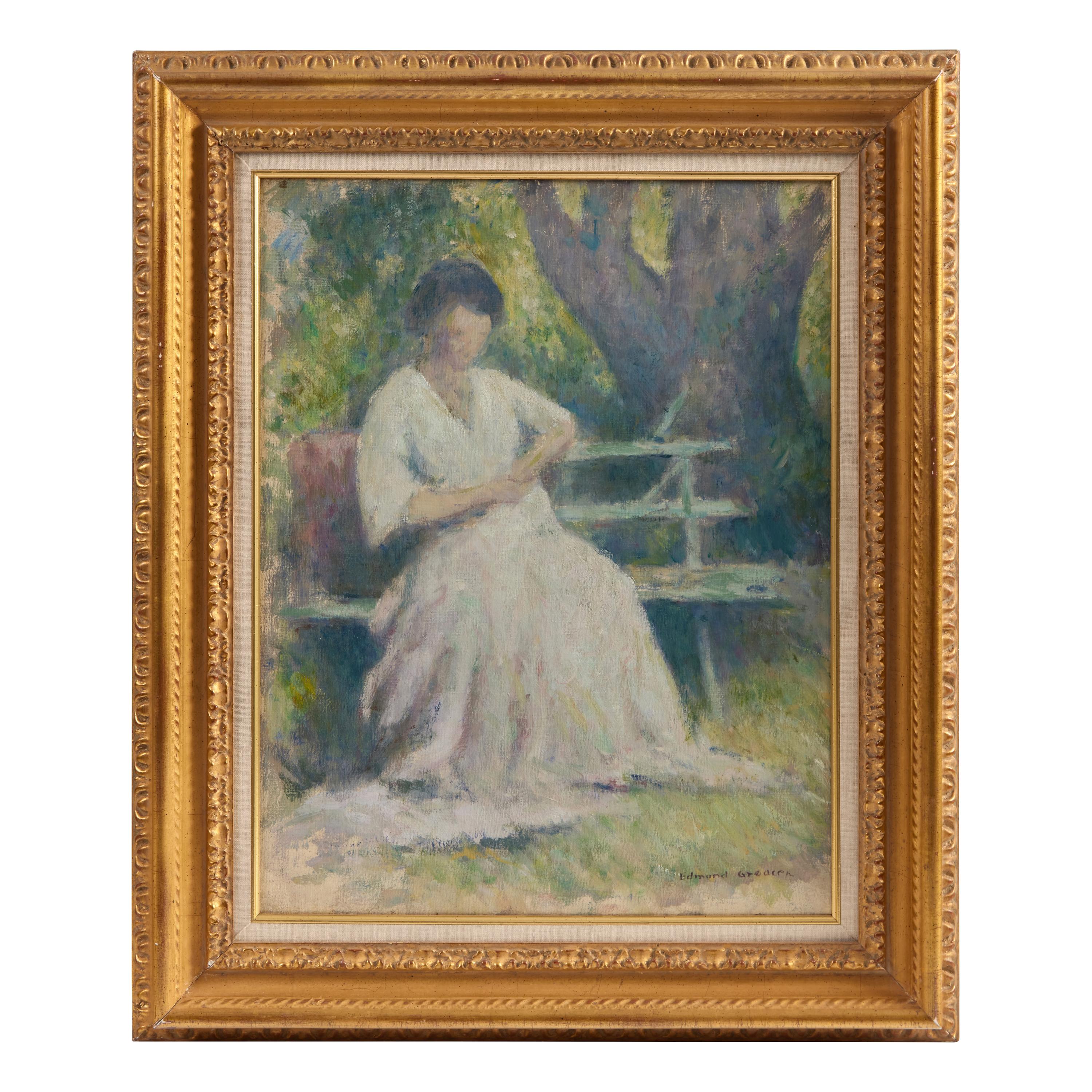 Edmund Greacen (American, 1876–1949) — Reading on the Park Bench