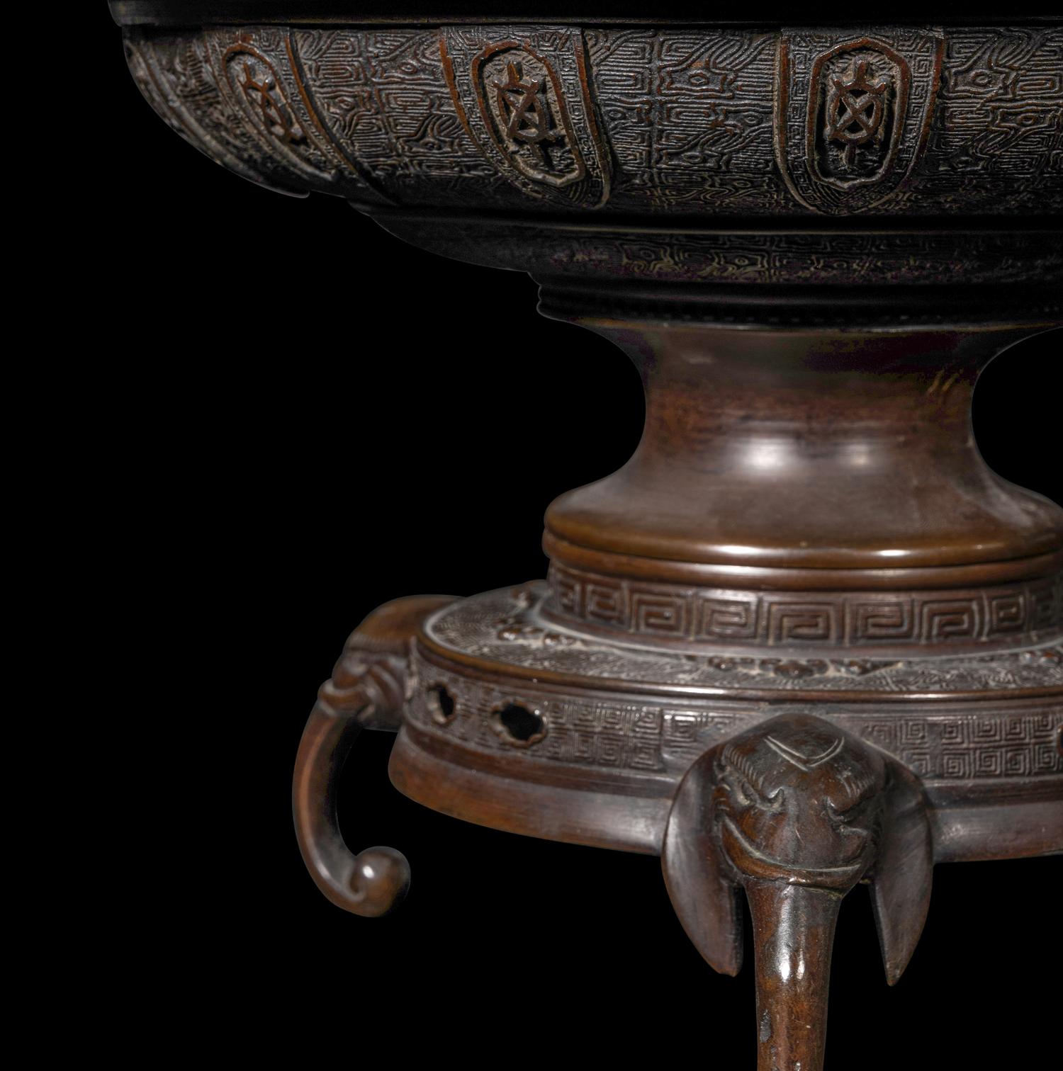 Two Japanese Mixed Metal Flower Pots, Usubata
