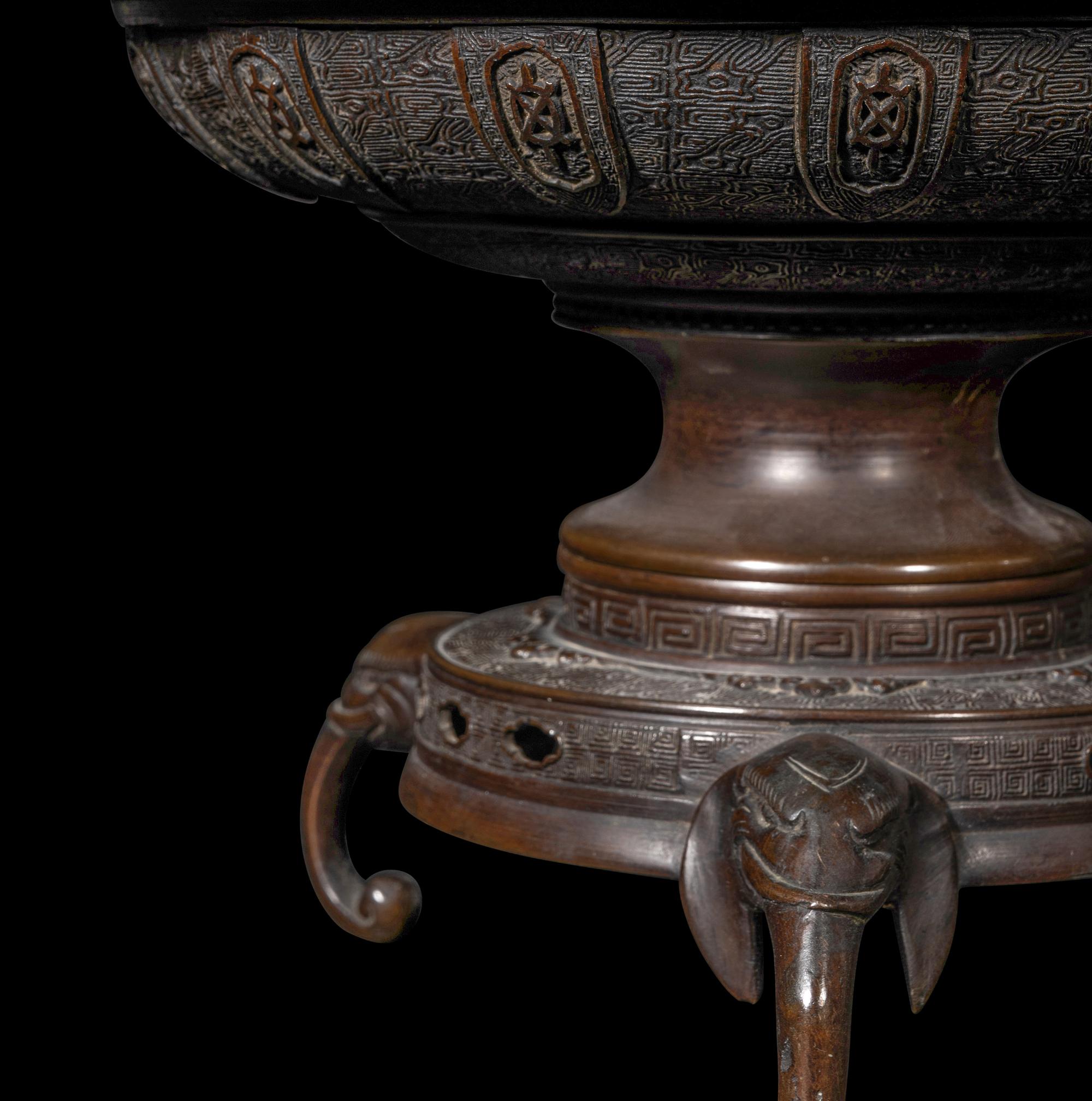 Two Japanese Mixed Metal Flower Pots, Usubata