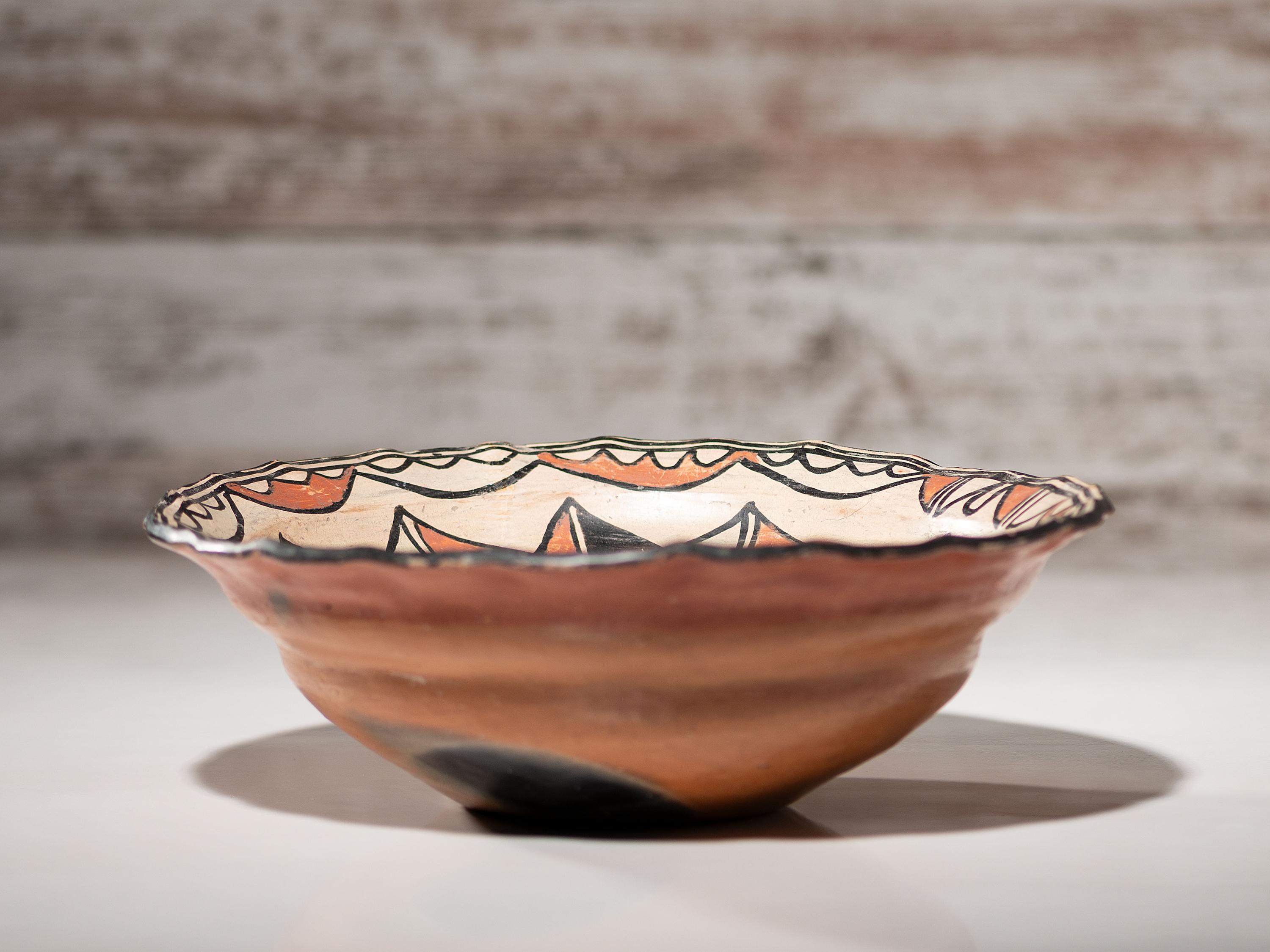 San Ildefonso Polychrome Pottery Bowl