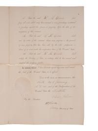 [CIVIL WAR] -- [RECONSTRUCTION] -- JOHNSON, Andrew (1808-1875). A group of three pardons stamp-signed by President Andrew Johnson, two granting amnesty to men associated with Confederate guerillas from Clay County, Missouri.