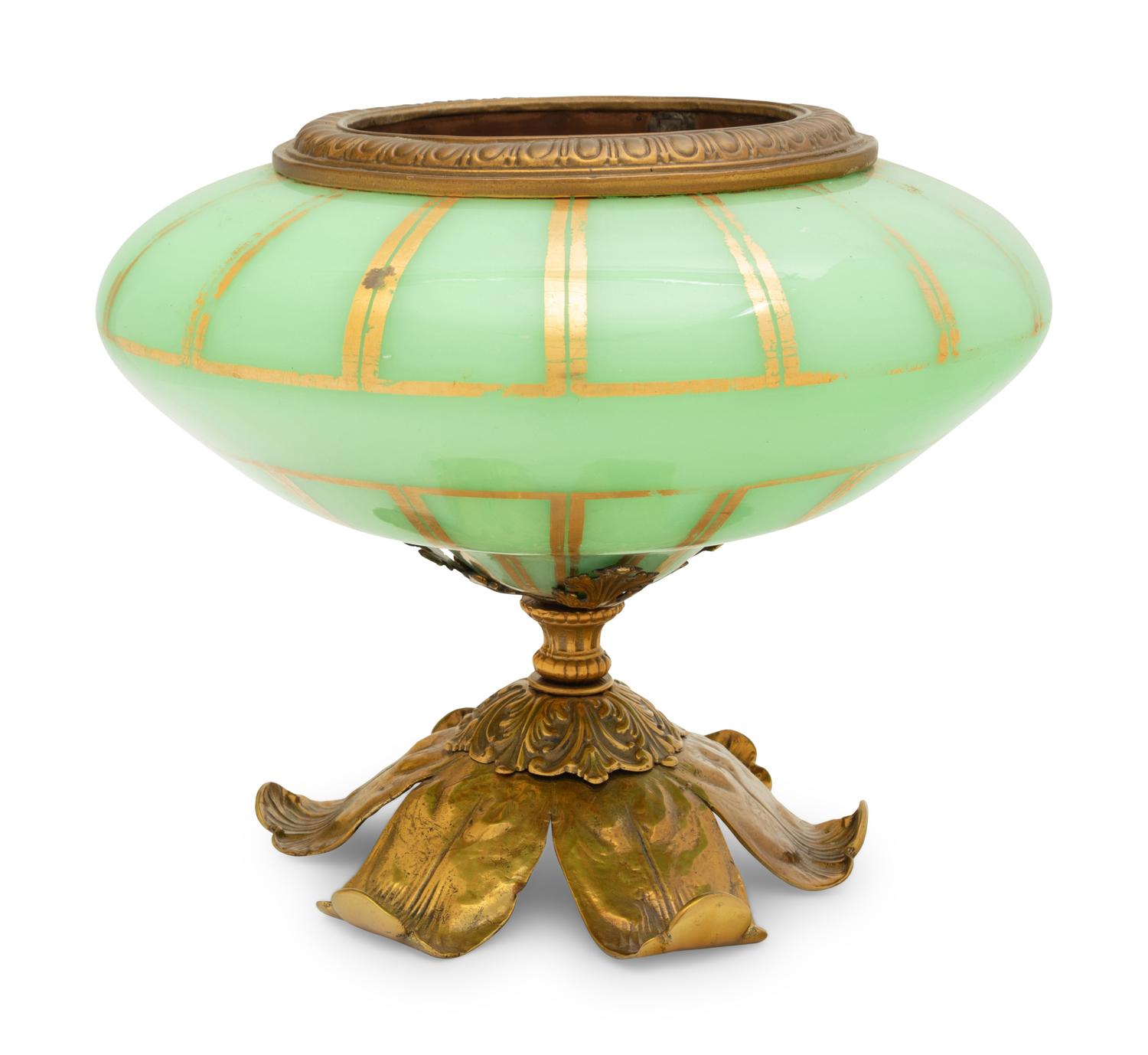 A French Gilt Metal and Opaline Glass Center Bowl