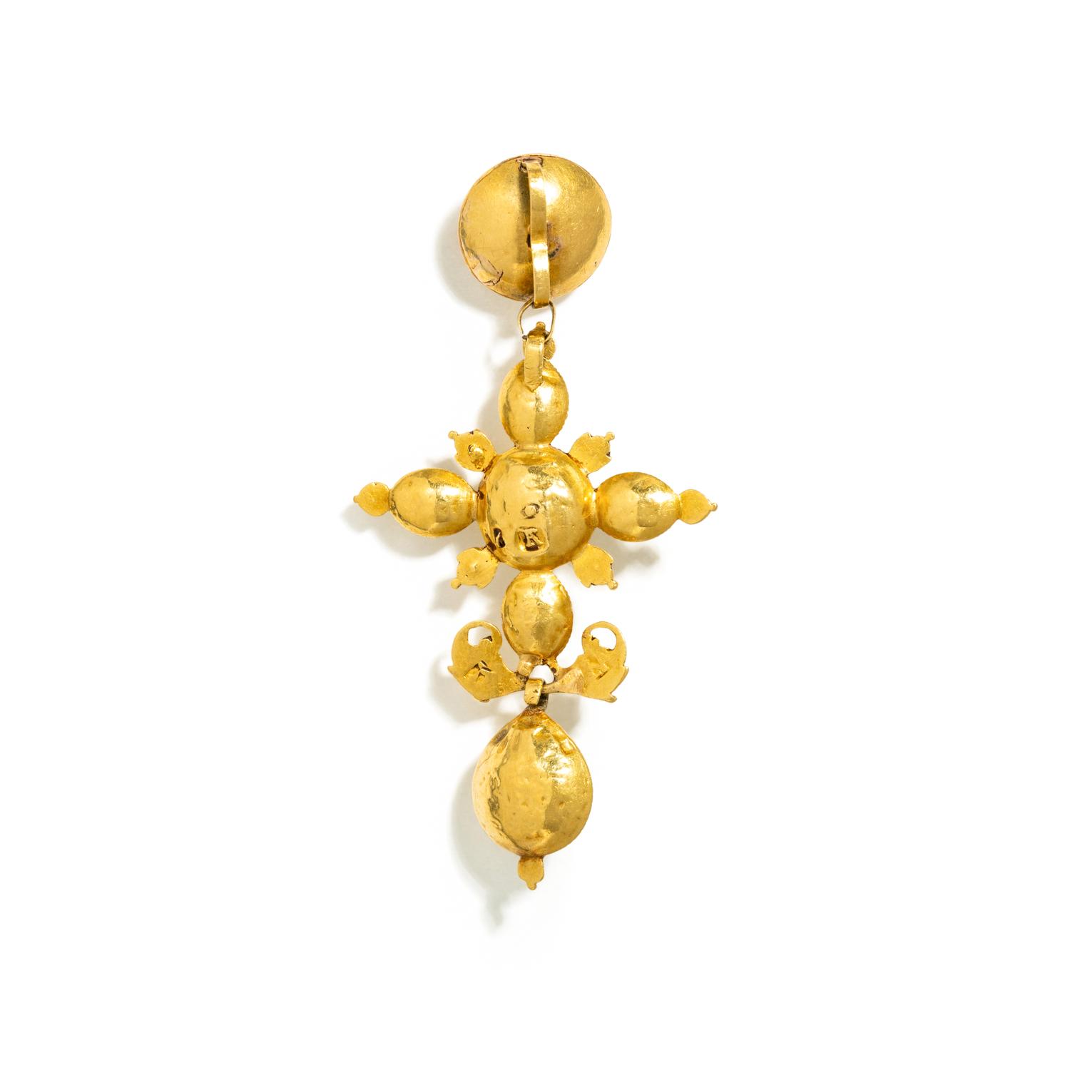 GEORGIAN, YELLOW GOLD AND EMERALD PENDANT