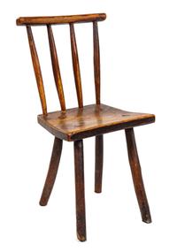 An English Provincial Elm Child's Side Chair Height 30 3/4 x length 16 1/2 x width 14 inches. — 19TH CENTURY