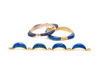 COLLECTION OF YELLOW GOLD AND LAPIS LAZULI BRACELETS