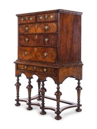 A William and Mary Walnut Chest on Stand