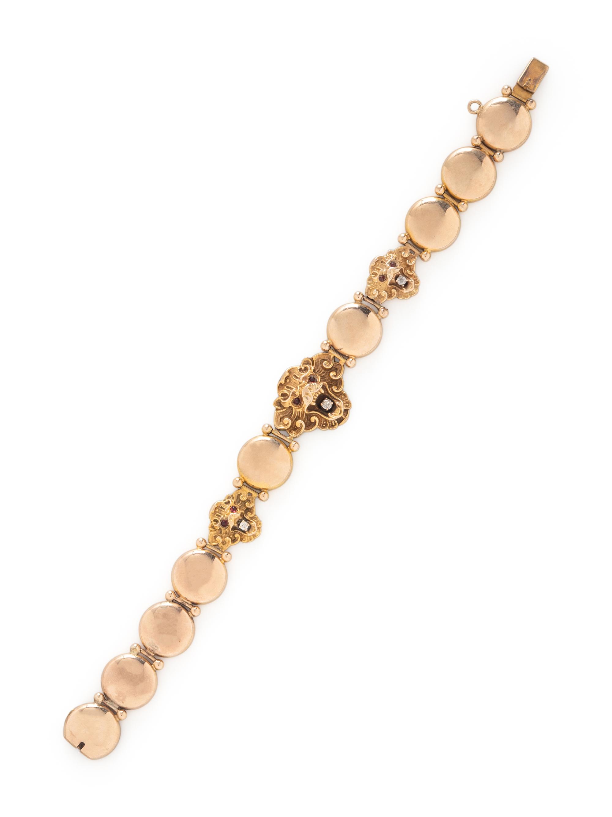 ANTIQUE, BICOLOR GOLD LION BRACELET
