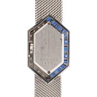 CHOPARD, 18K WHITE GOLD, DIAMOND, AND SAPPHIRE WATCH