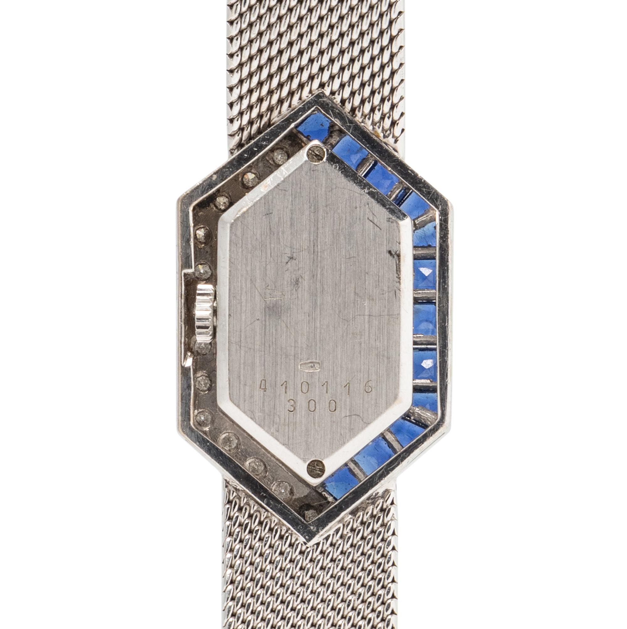 CHOPARD, 18K WHITE GOLD, DIAMOND, AND SAPPHIRE WATCH