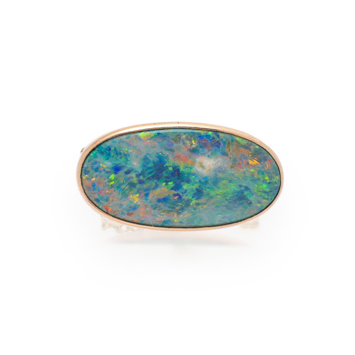BLACK OPAL AND GOLD BROOCH