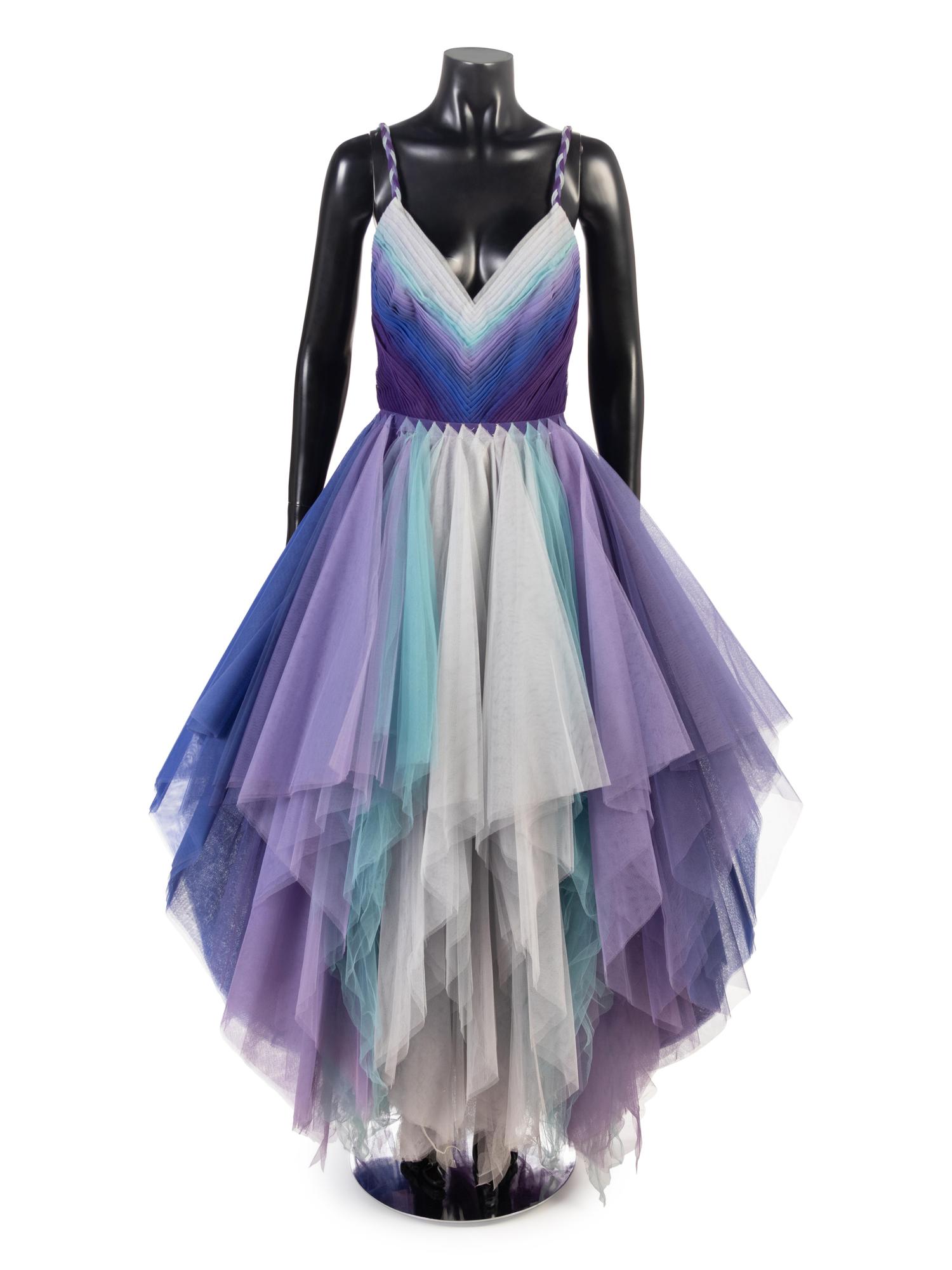 Tita Rossi Blue Net Evening Dress, 1980s