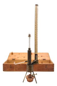 A Heinrich Geissler Patented Glass and Metal Vaporimeter Height 24 inches. — SIGNED PATENTED BY DR. H. GEISSLER, LATE 19TH CENTURY