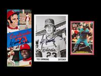 **** REMAINING ITEMS NOW OFFERED IN 376988/26 **** **** BASEBALL CARDS FROM THIS GROUP NOW BEING OFFERED IN #376988/5 *** A Group of 20 Hall of Fame Ted Simmons Signed Autograph Items