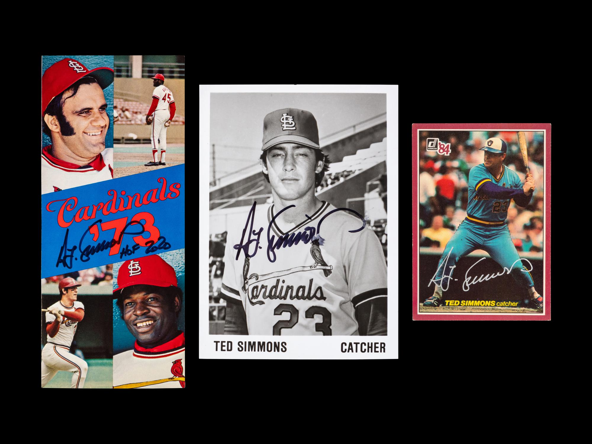 **** REMAINING ITEMS NOW OFFERED IN 376988/26 **** **** BASEBALL CARDS FROM THIS GROUP NOW BEING OFFERED IN #376988/5 *** A Group of 20 Hall of Fame Ted Simmons Signed Autograph Items