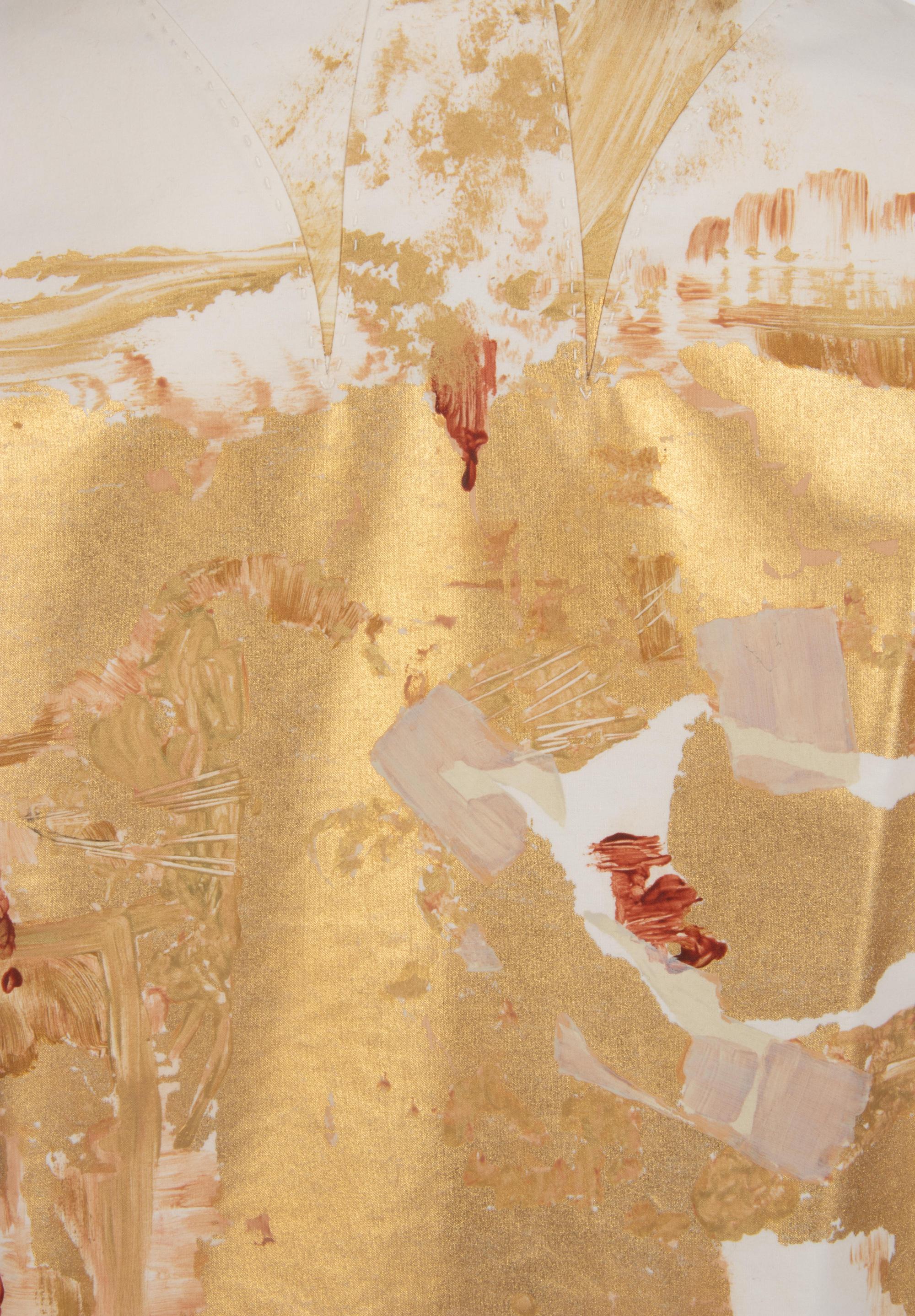 Chado Ralph Rucci Gold Painted Cotton Jacket, 1990-2000s
