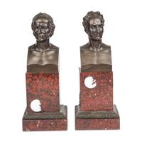Two French Bronze Busts on Marble Plinths