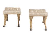 A Pair of Venetian Style Carved and Painted Stools
