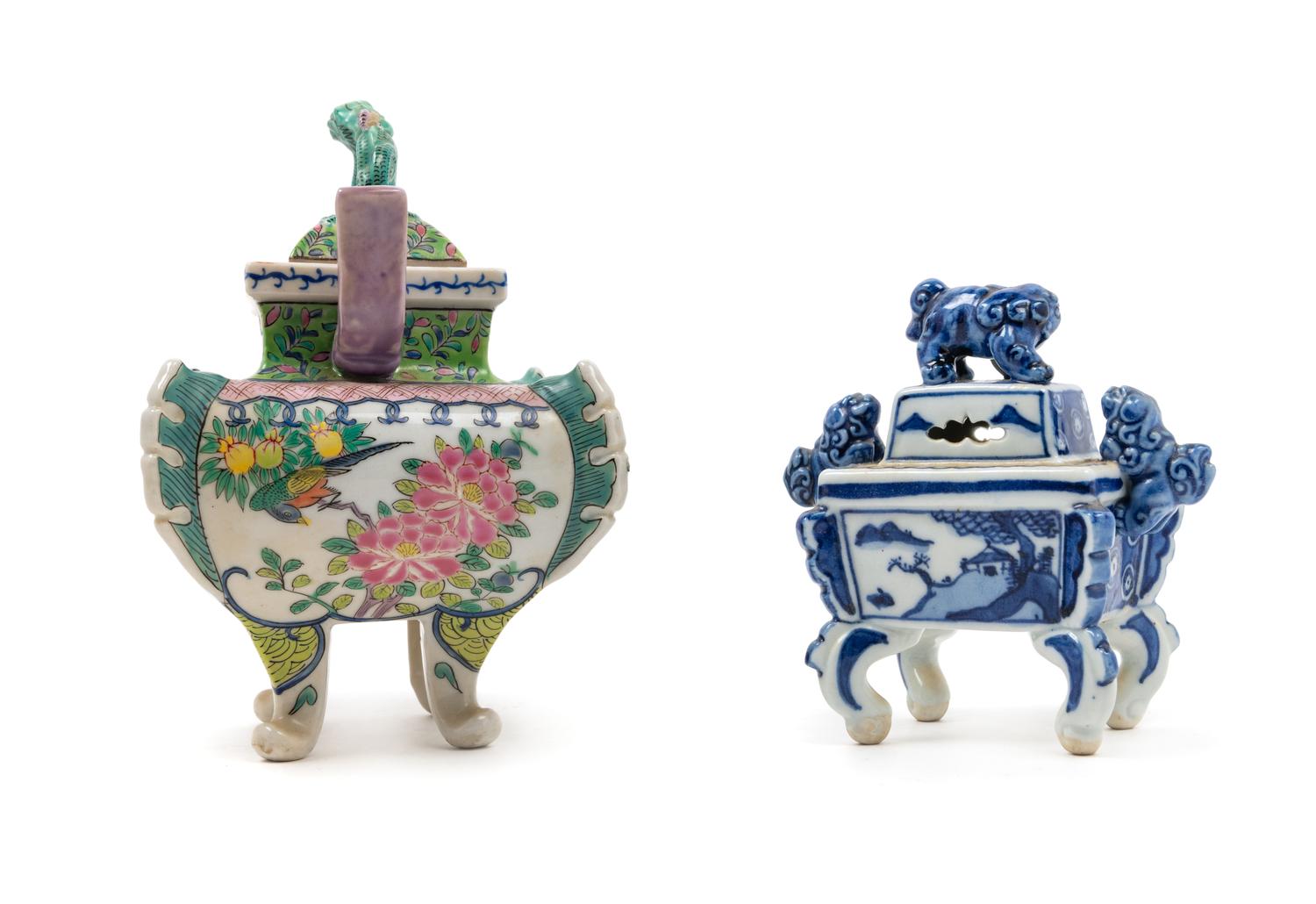 Two Chinese Porcelain Insence Burners
