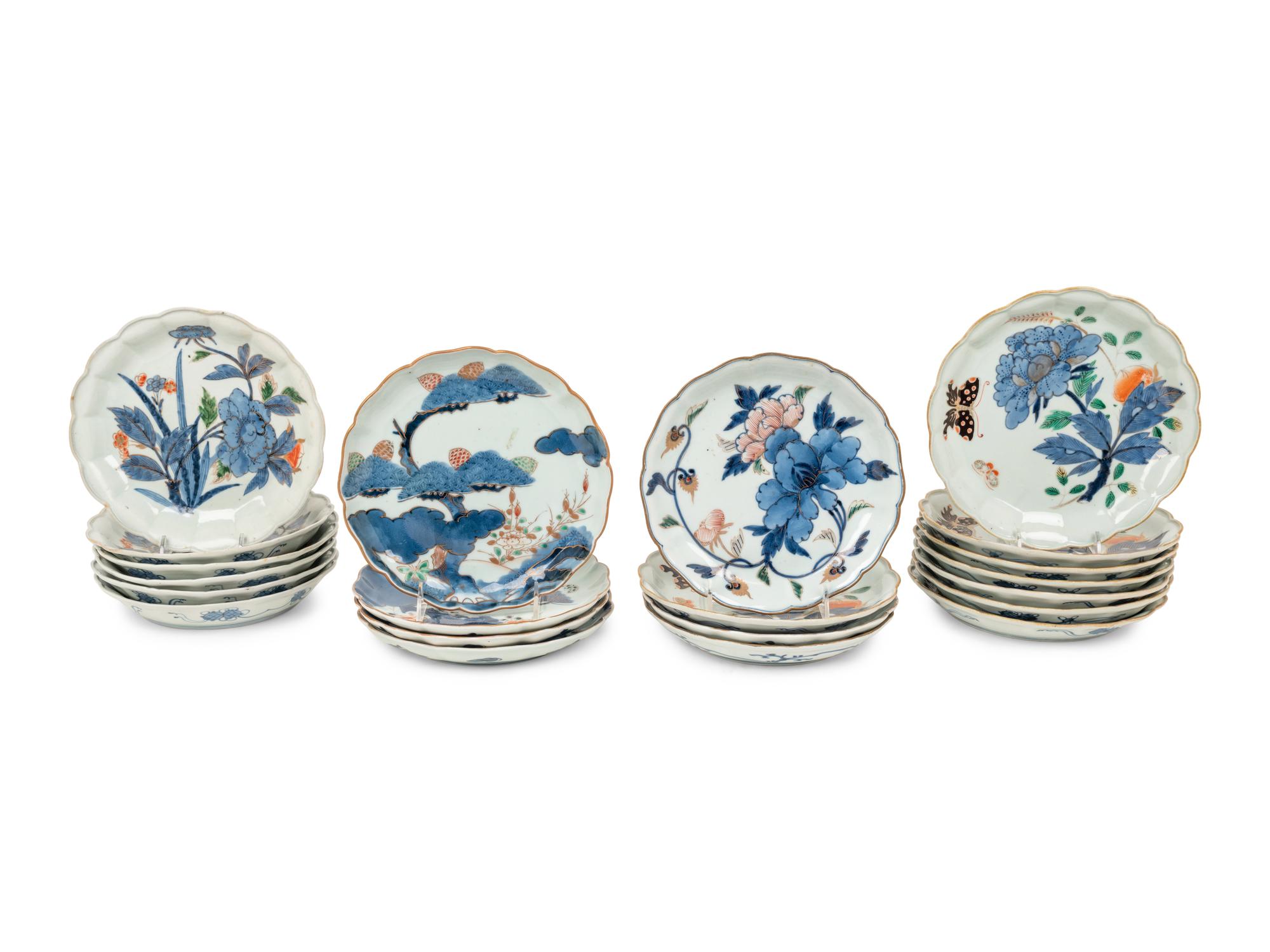 A Set of Twenty-One Japanese Export Porcelain Shallow Bowls