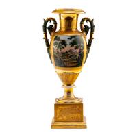 A Paris Porcelain Scenic and Floral-Painted Vase