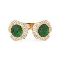 YELLOW GOLD, JADE AND DIAMOND CUFF BRACELET